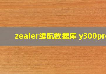 zealer续航数据库 y300pro